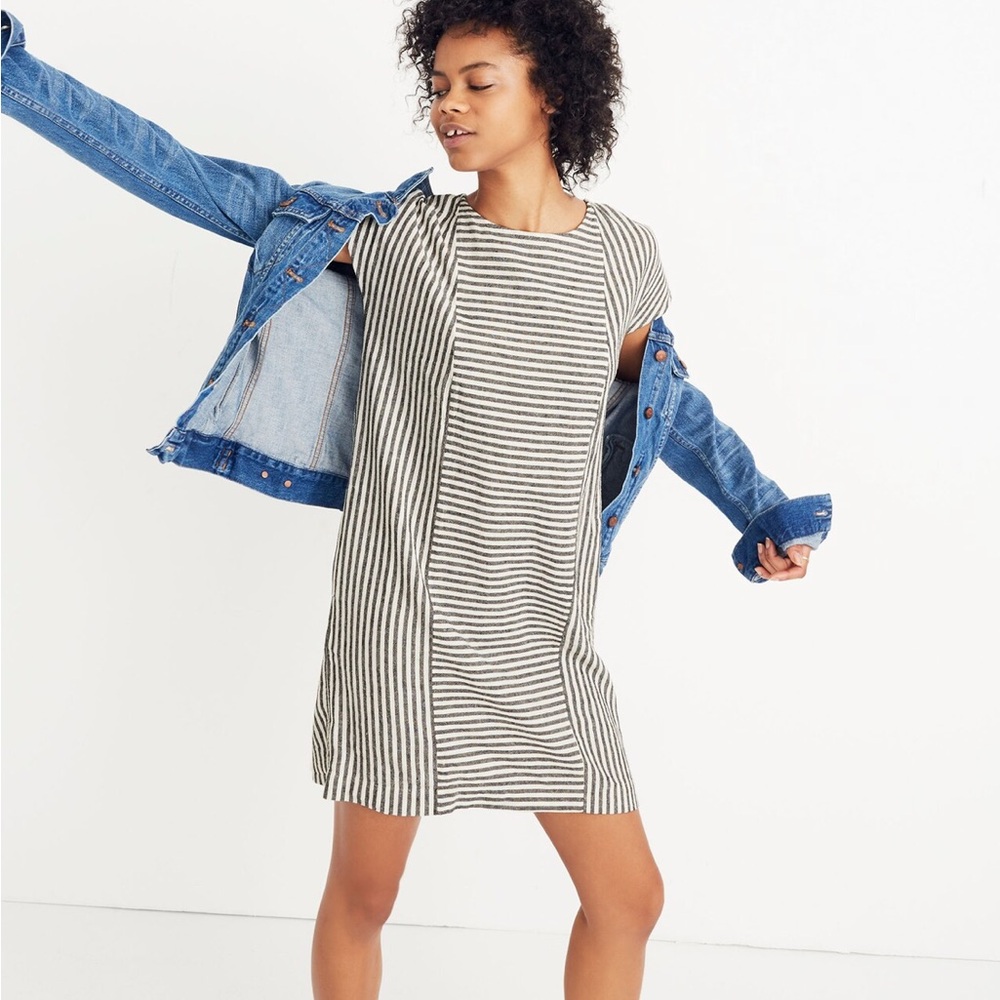 Madewell Stripe Play Button Back Tee Dress